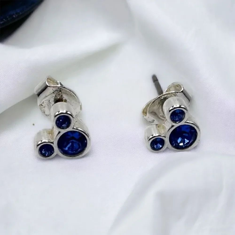 Disney Blue silver mouse ears earrings